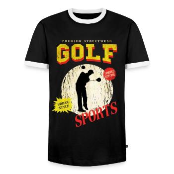 Golf Golf Golfer Sport Hobby Club Vintage - Men's Ringer Shirt - black/white - Front - AI Model Female 172 light (172cm) & AI Model Male 178 light (178cm)