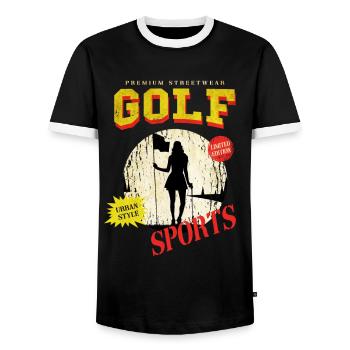 Golf Golfing Golfer Sport Hobby Club Vintage - Men's Ringer Shirt - black/white - Front - AI Model Female 172 light (172cm) & AI Model Male 178 light (178cm)