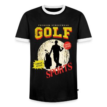 Golf Golf Golfer Sport Hobby Club Vintage - Men's Ringer Shirt - black/white - Front - AI Model Female 172 light (172cm) & AI Model Male 178 light (178cm)
