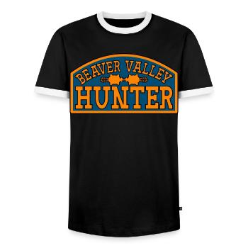 Beaver Valley Hunter Biber Tal Jäger Männer - Männer Kontrast-T-Shirt - Schwarz/Weiß - Vorne - AI Model Female 172 light (172cm) & AI Model Male 178 light (178cm)