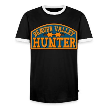 Beaver Valley Hunter Biber Tal Jäger Männer - Männer Kontrast-T-Shirt - Schwarz/Weiß - Vorne - AI Model Female 172 light (172cm) & AI Model Male 178 light (178cm)