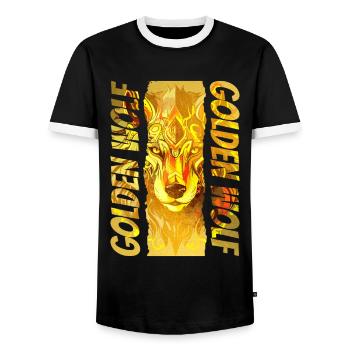 Wolf Wolf’s Head Gold Nature Wilderness Adventure Art - T-shirt contrasté Homme - noir/blanc - Devant - AI Model Female 172 light (172cm) & AI Model Male 178 light (178cm)