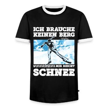Ich Brauche Keinen Berg, Mir Reicht Schnee Skilang - Männer Kontrast-T-Shirt - Schwarz/Weiß - Vorne - AI Model Female 172 light (172cm) & AI Model Male 178 light (178cm)