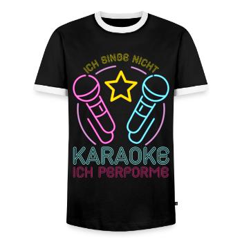 Karaoke Singen Für Lustige Karaoke Sängerin Karaok - Männer Kontrast-T-Shirt - Schwarz/Weiß - Vorne - AI Model Female 172 light (172cm) & AI Model Male 178 light (178cm)