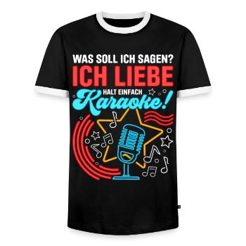 Karaoke Singen Für Lustige Karaoke Sängerin Karaok - Männer Kontrast-T-Shirt - Schwarz/Weiß - Vorne - AI Model Female 172 light (172cm) & AI Model Male 178 light (178cm)
