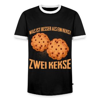 Was ist besser als ein Keks? Zwei Kekse Lieblibgse - Männer Kontrast-T-Shirt - Schwarz/Weiß - Vorne - AI Model Female 172 light (172cm) & AI Model Male 178 light (178cm)