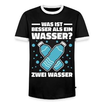 Was ist besser als ein Wasser? Zwei Wasser Lieblin - Männer Kontrast-T-Shirt - Schwarz/Weiß - Vorne - AI Model Female 172 light (172cm) & AI Model Male 178 light (178cm)