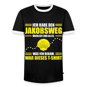 Jakobsweg Für Pilger Wanderer Pilgerweg Camino de - Männer Kontrast-T-Shirt - Schwarz/Weiß - Vorne - AI Model Female 172 light (172cm) & AI Model Male 178 light (178cm)