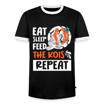 Koi Fish Japanese - Men's Ringer Shirt - black/white - Front - AI Model Female 172 light (172cm) & AI Model Male 178 light (178cm)