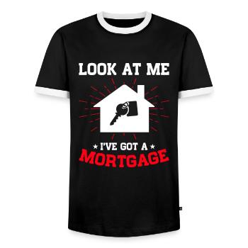 New Homeowner Homeowner Homeowner - Men's Ringer Shirt - black/white - Front - AI Model Female 172 light (172cm) & AI Model Male 178 light (178cm)