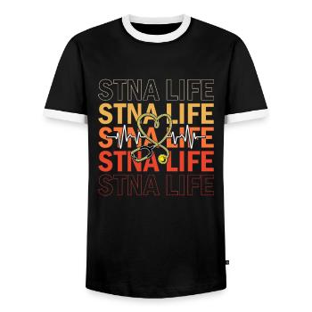 STNA Certified Nursing Assistant - Men's Ringer Shirt - black/white - Front - AI Model Female 172 light (172cm) & AI Model Male 178 light (178cm)