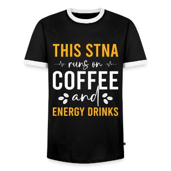 STNA Certified Nursing Assistant - Men's Ringer Shirt - black/white - Front - AI Model Female 172 light (172cm) & AI Model Male 178 light (178cm)