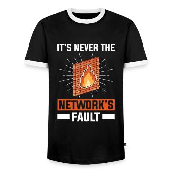 Network Administrator System Administrator Network - Men's Ringer Shirt - black/white - Front - AI Model Female 172 light (172cm) & AI Model Male 178 light (178cm)