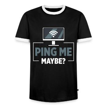 Network Administrator System Administrator Network - Men's Ringer Shirt - black/white - Front - AI Model Female 172 light (172cm) & AI Model Male 178 light (178cm)