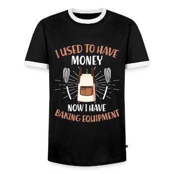 Cake Artist Cake Decorator Cake Decorator B - Men's Ringer Shirt - black/white - Front - AI Model Female 172 light (172cm) & AI Model Male 178 light (178cm)