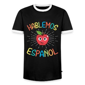 Spanish Teacher Maestra Bilingual Teacher - Men's Ringer Shirt - black/white - Front - AI Model Female 172 light (172cm) & AI Model Male 178 light (178cm)
