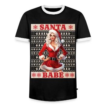 Weihnachtsfrau Sexy Weihnachten Ugly Christmas - Männer Kontrast-T-Shirt - Schwarz/Weiß - Vorne - AI Model Female 172 light (172cm) & AI Model Male 178 light (178cm)