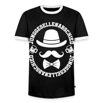 Bachelor party bachelor party - Men's Ringer Shirt - black/white - Front - AI Model Female 172 light (172cm) & AI Model Male 178 light (178cm)