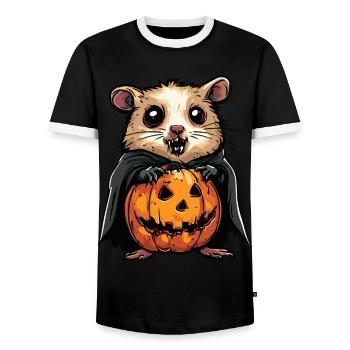 Hamster Halloween Funny Zombie - Men's Ringer Shirt - black/white - Front - AI Model Female 172 light (172cm) & AI Model Male 178 light (178cm)