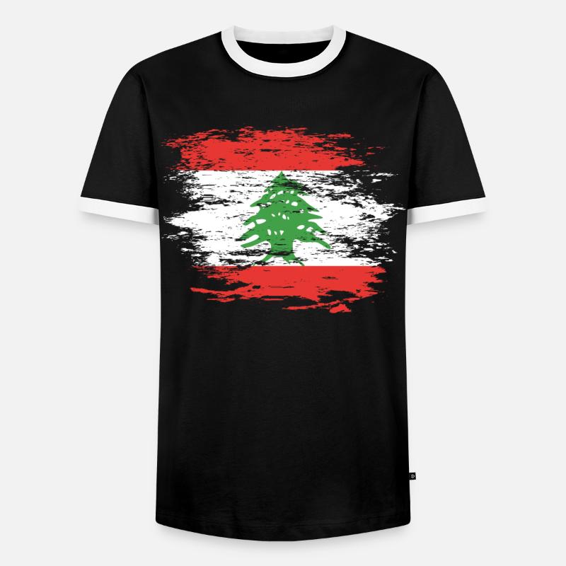 Drapeau du Liban utilisé - T-shirt contrasté Homme - noir/blanc