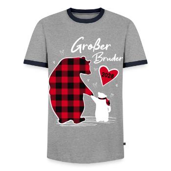 Big Brother Bear 2028 - T-shirt contrasté Homme - gris/marine  - Devant - AI Model Female 172 light (172cm) & AI Model Male 178 light (178cm)