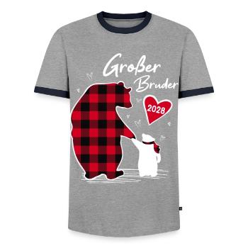 Big Brother Bear 2028 - T-shirt contrasté Homme - gris/marine  - Devant - AI Model Female 172 light (172cm) & AI Model Male 178 light (178cm)