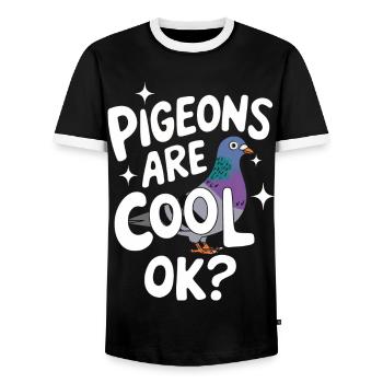 Pigeon Pigeons Animal Oiseau - T-shirt contrasté Homme - noir/blanc - Devant - AI Model Female 172 light (172cm) & AI Model Male 178 light (178cm)