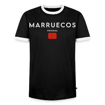 Flagge von Marokko, marokkanischer Stolz - Männer Kontrast-T-Shirt - Schwarz/Weiß - Vorne - AI Model Female 172 light (172cm) & AI Model Male 178 light (178cm)