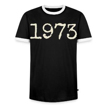 Cadeau Anniversaire 1973 - Génial depuis 1973 - T-shirt contrasté Homme - noir/blanc - Devant - AI Model Female 172 light (172cm) & AI Model Male 178 light (178cm)
