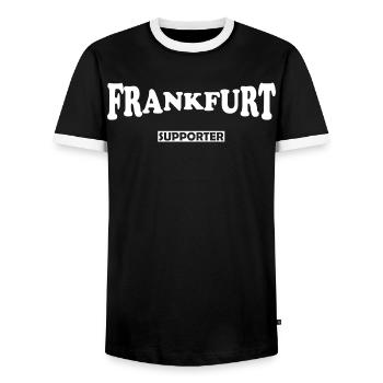 Frankfurt fans - Men's Ringer Shirt - black/white - Front - AI Model Female 172 light (172cm) & AI Model Male 178 light (178cm)