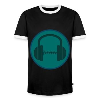 Musique dans le casque- Musique dans le headphone - T-shirt contrasté Homme - noir/blanc - Devant - AI Model Female 172 light (172cm) & AI Model Male 178 light (178cm)