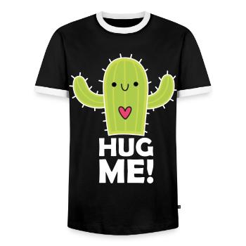 Hug me ! Kaktus / Cactus - Männer Kontrast-T-Shirt - Schwarz/Weiß - Vorne - AI Model Female 172 light (172cm) & AI Model Male 178 light (178cm)