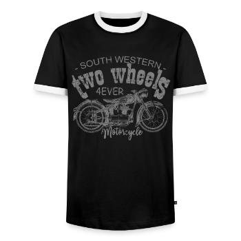 Motorrad Vintage Design - Männer Kontrast-T-Shirt - Schwarz/Weiß - Vorne - AI Model Female 172 light (172cm) & AI Model Male 178 light (178cm)