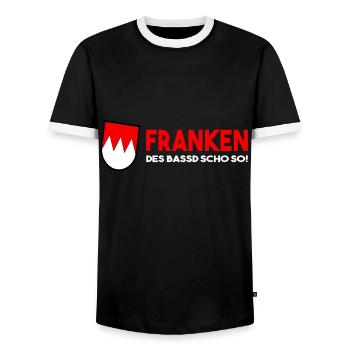 Franken Des Bassd Scho So - Männer Kontrast-T-Shirt - Schwarz/Weiß - Vorne - AI Model Female 172 light (172cm) & AI Model Male 178 light (178cm)