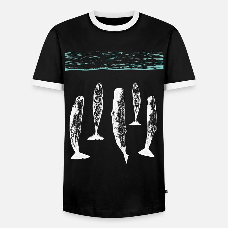 spermwhale plain white - Men's Ringer Shirt - black/white
