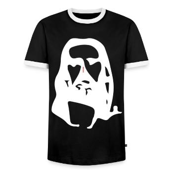 jesus optical illusion - Men's Ringer Shirt - black/white - Front - AI Model Female 172 light (172cm) & AI Model Male 178 light (178cm)