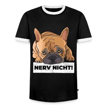 Französische Bulldogge Shirt Hoodie - Männer Kontrast-T-Shirt - Schwarz/Weiß - Vorne - AI Model Female 172 light (172cm) & AI Model Male 178 light (178cm)