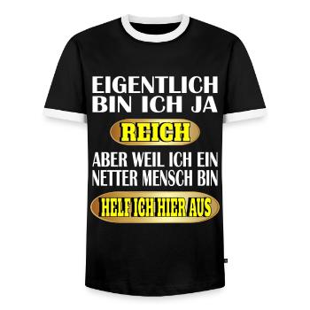 Lustiger Spruch Lustige Sprüche - Männer Kontrast-T-Shirt - Schwarz/Weiß - Vorne - AI Model Female 172 light (172cm) & AI Model Male 178 light (178cm)