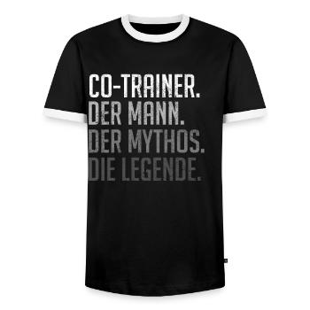 Co-Trainer Assistenztrainer T-Shirt - Männer Kontrast-T-Shirt - Schwarz/Weiß - Vorne - AI Model Female 172 light (172cm) & AI Model Male 178 light (178cm)