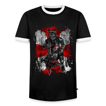 Kreuzritter Tempelritter Mittelalter Deus Vult - Männer Kontrast-T-Shirt - Schwarz/Weiß - Vorne - AI Model Female 172 light (172cm) & AI Model Male 178 light (178cm)