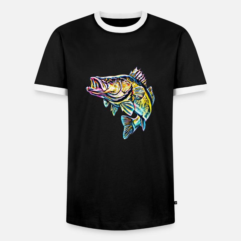 Fisch - Männer Kontrast-T-Shirt - Schwarz/Weiß