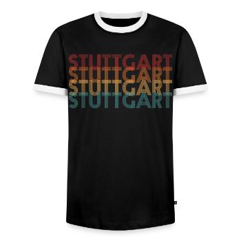 Stuttgart | Stuttgarter - Männer Kontrast-T-Shirt - Schwarz/Weiß - Vorne - AI Model Female 172 light (172cm) & AI Model Male 178 light (178cm)