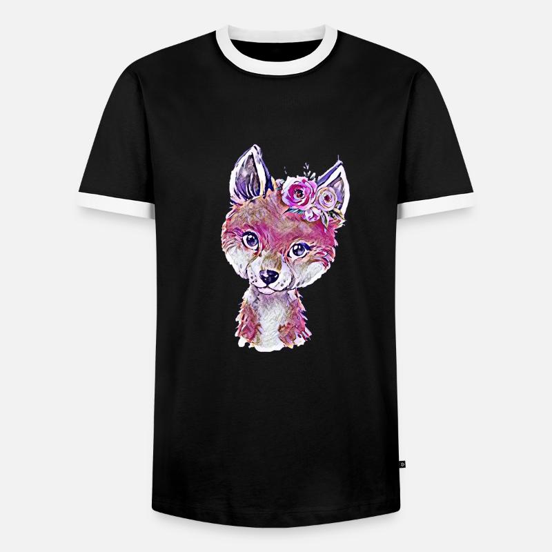 Fuchs - Männer Kontrast-T-Shirt - Schwarz/Weiß