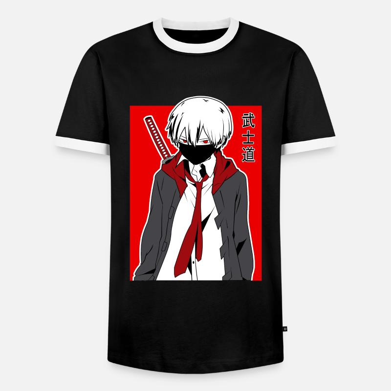 Samurai Warrior Anime - Men's Ringer Shirt - black/white