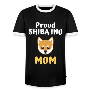 Proud Shiba Inu dog mom - Men's Ringer Shirt - black/white - Front - AI Model Female 172 light (172cm) & AI Model Male 178 light (178cm)