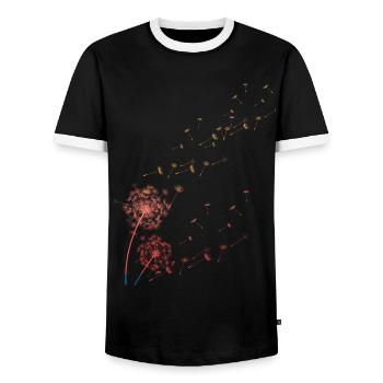 of grass, dandelion, dandelion - Men's Ringer Shirt - black/white - Front - AI Model Female 172 light (172cm) & AI Model Male 178 light (178cm)