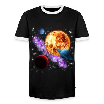 Universum - Männer Kontrast-T-Shirt - Schwarz/Weiß - Vorne - AI Model Female 172 light (172cm) & AI Model Male 178 light (178cm)