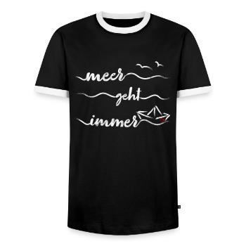 Papierschiff Meer Papierboot Papierschiffchen - Männer Kontrast-T-Shirt - Schwarz/Weiß - Vorne - AI Model Female 172 light (172cm) & AI Model Male 178 light (178cm)
