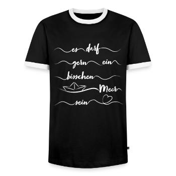 Papierschiff Meer Papierboot Papierschiffchen - Männer Kontrast-T-Shirt - Schwarz/Weiß - Vorne - AI Model Female 172 light (172cm) & AI Model Male 178 light (178cm)