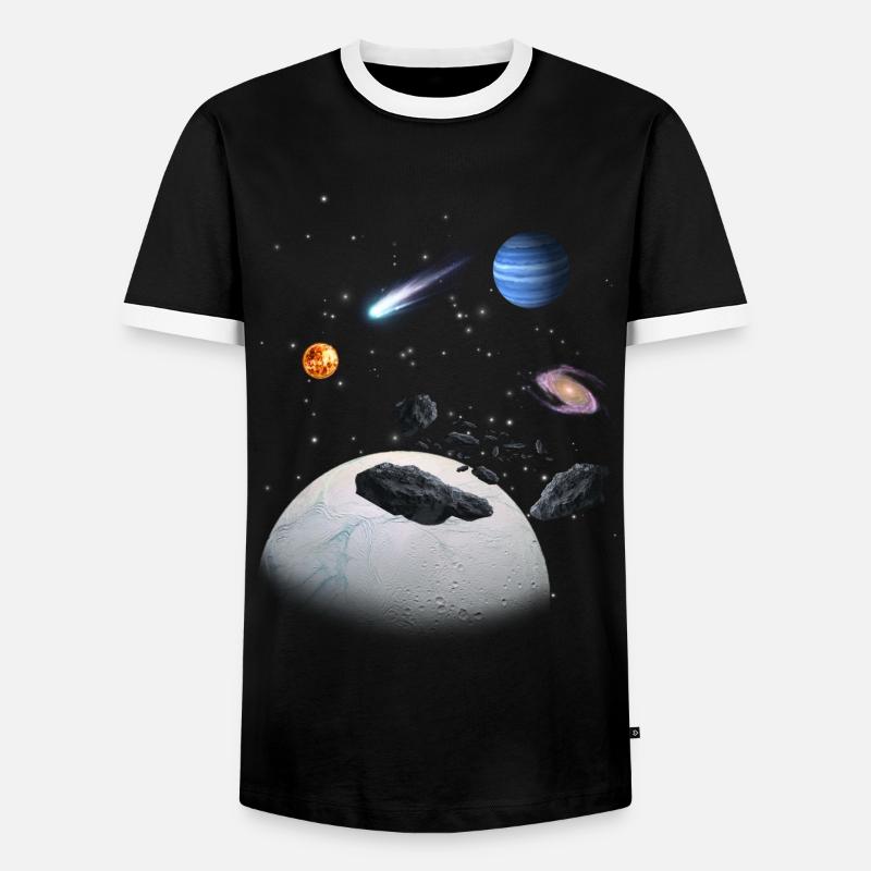 Sonnensystem - Männer Kontrast-T-Shirt - Schwarz/Weiß
